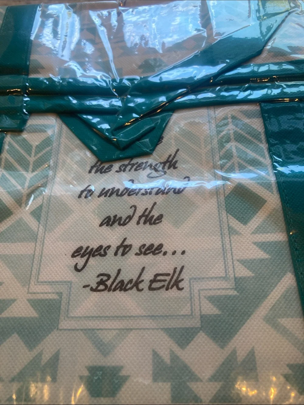 Source Unknown Teal and White Patterned Storage Tote